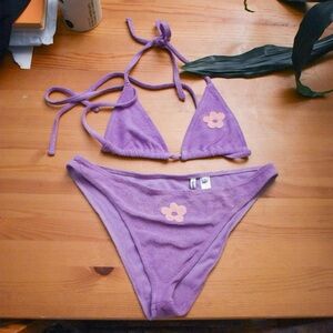 Sandy Liang Lavender Floral Bikini Set